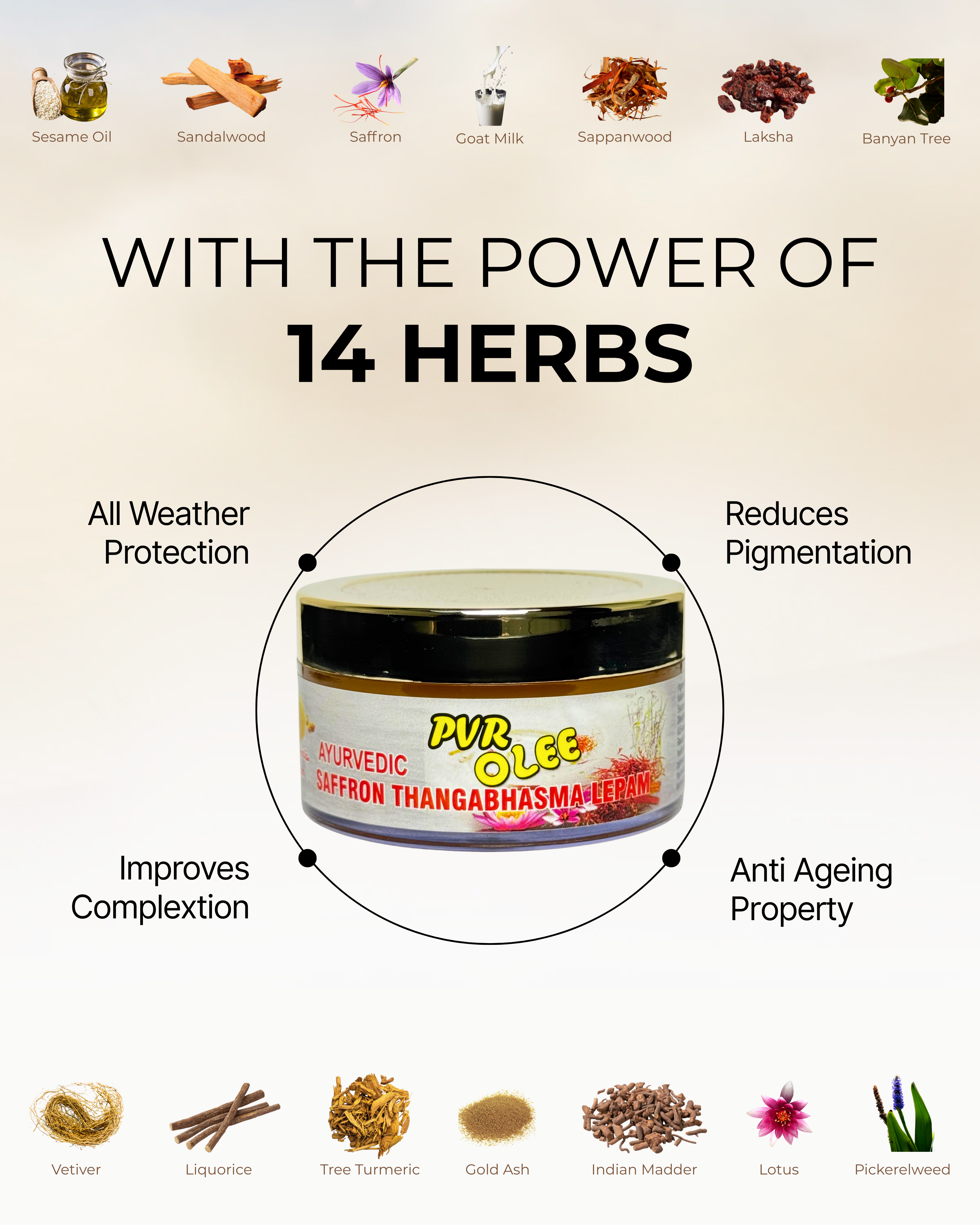 AYURVEDIC SAFFRON THANGABHASMA LEPAM